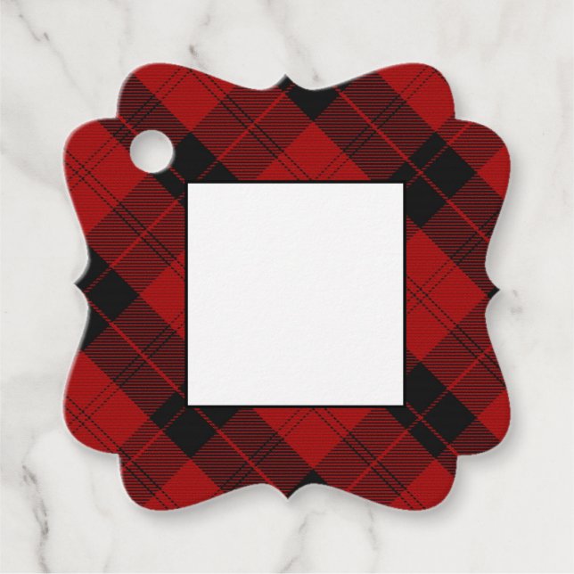 Red Black Tartan Geschenkanhänger (Vorderseite)