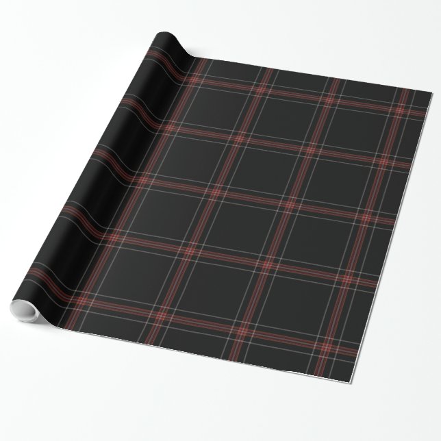 Red Black Tartan Kariert Geschenkpapier (Ungerollt)