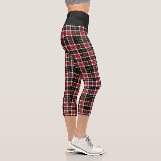 Red Black Tartan Karierte Karos Hochgebirgtes Capr Capri Leggings (Rechts)