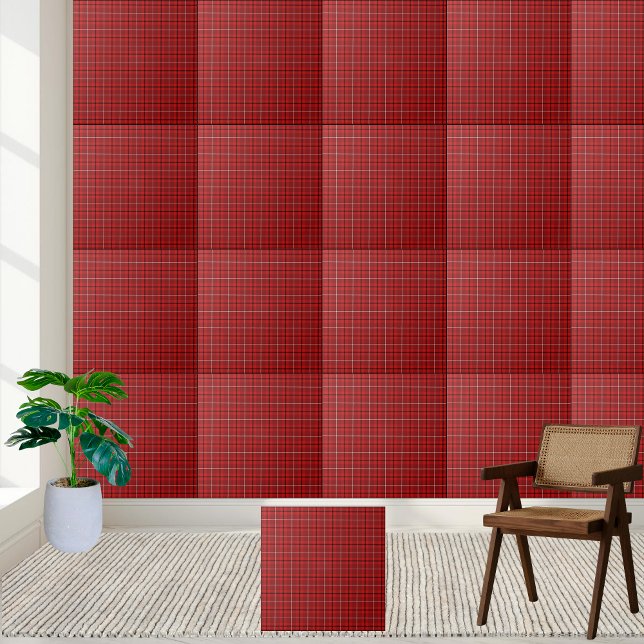 Red Black Tartan Karierte Keramik Tile Fliese (Red Black Tartan Plaid Ceramic Tile)