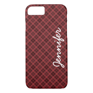 Red Black Tartan Karierter Personalisierter Name,  Case-Mate iPhone Hülle