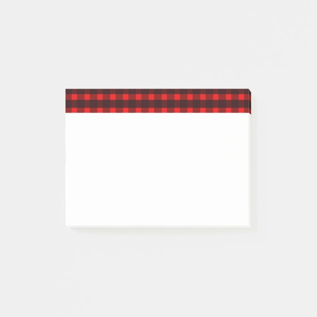 Red Black Tartan Kariertes Muster Post-it Klebezettel (Vorderseite)