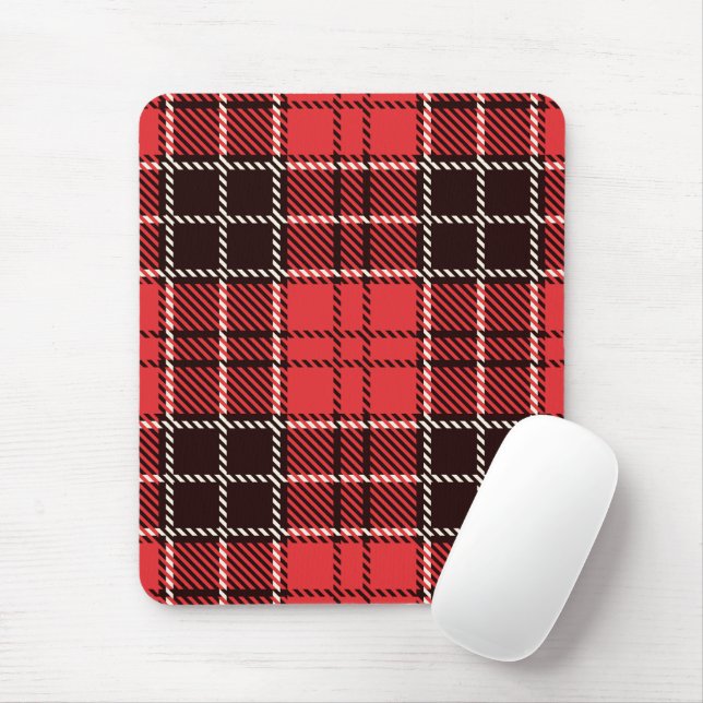 Red & Black Tartan Mouse Pad Mousepad (Mit Mouse)