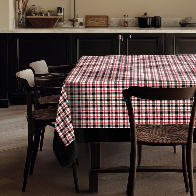 Red Black Tartan Tablecloth Gemütliches Kabineness Tischdecke (Red Black Tartan Tablecloth Cozy Cabin Dining Style)