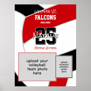 Red Black Team farbig Volleyball Team Foto Poster