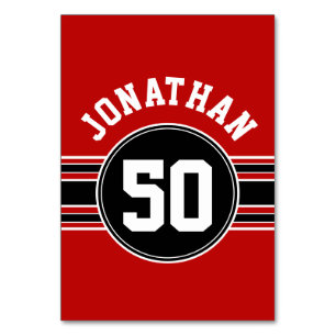Red Black Team Jersey Fan Gear Name Number Tischnummer