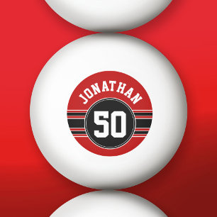 Red Black Team Jersey Fan Gear Name Number Tischtennisball