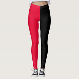 Red Black Two Tone Halb Color Split Leggings