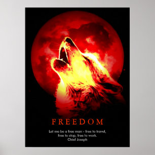 Red Black Unique Motivierend Wolf Howls drucken Poster