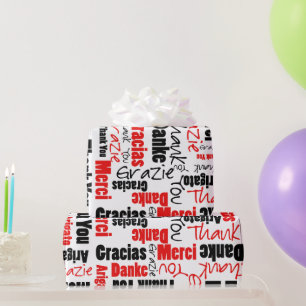 Red Black Vielen Dank Word Cloud Geschenkpapier