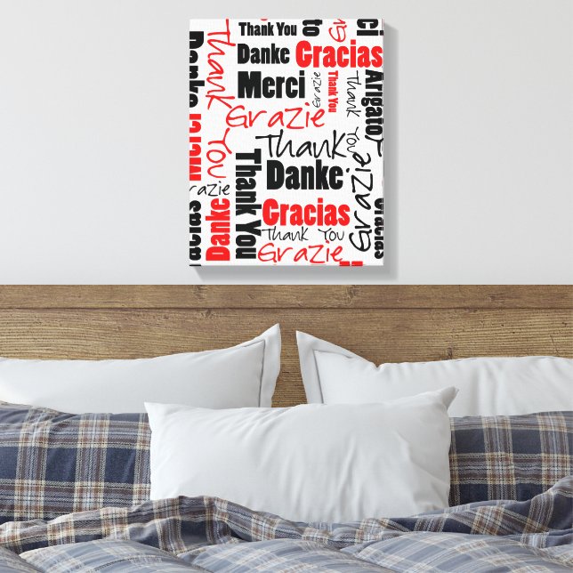 Red Black Vielen Dank Word Cloud Leinwanddruck (Insitu (Schlafzimmer))