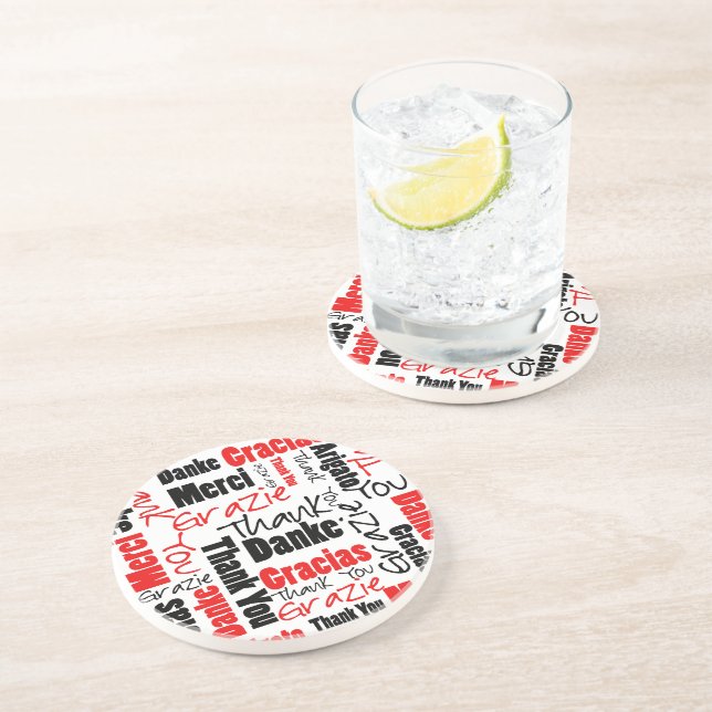 Red Black Vielen Dank Word Cloud Untersetzer (Seite)