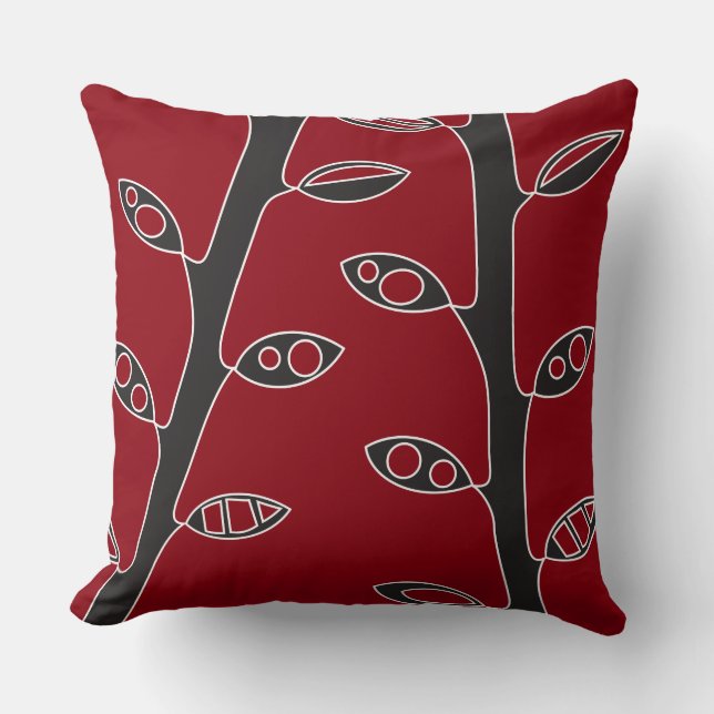 Red Black VINES Retro DESIGN Kissen Kissen (Vorderseite)