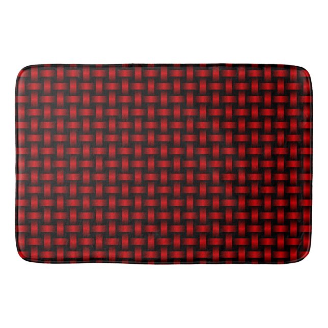 Red Black Weave Pattern Badematte (Vorderseite)