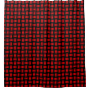 Red Black Weave Pattern Duschvorhang