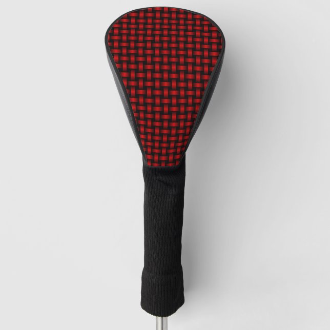 Red Black Weave Pattern Golf Headcover (Vorderseite)