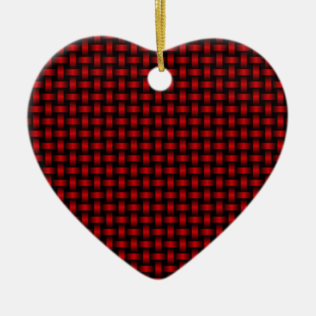 Red Black Weave Pattern Keramik Ornament (Vorne)