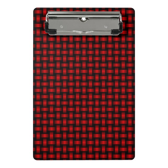 Red Black Weave Pattern Mini Klemmbrett (Vorderseite)