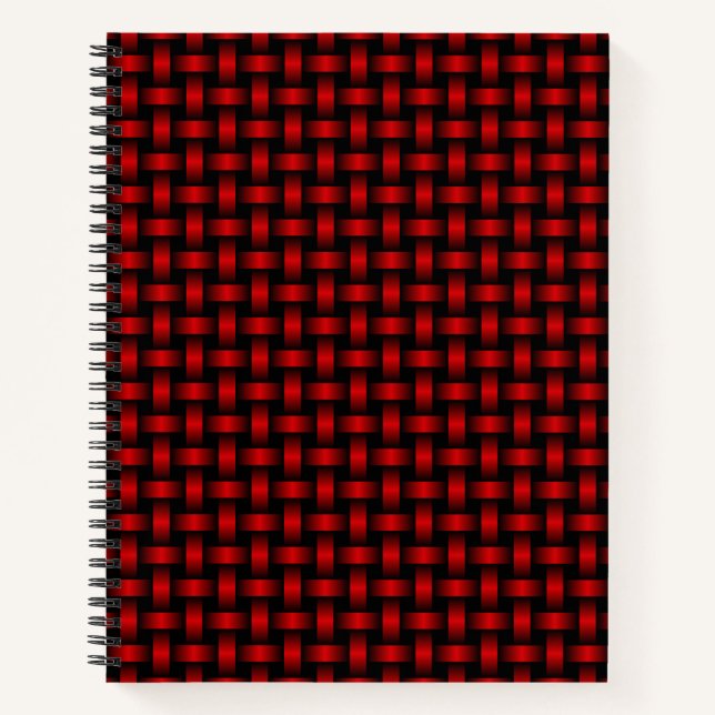 Red Black Weave Pattern Notizbuch (Vorderseite)