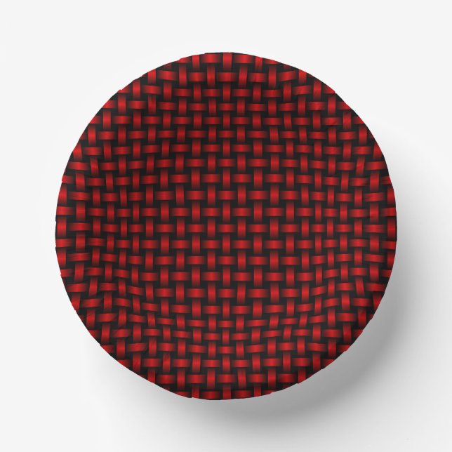 Red Black Weave Pattern Pappteller (Vorderseite)