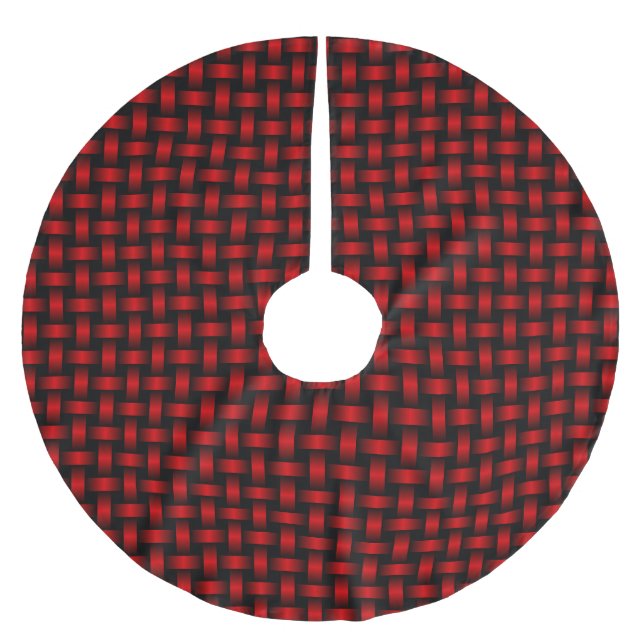 Red Black Weave Pattern Polyester Weihnachtsbaumdecke (Vorderseite)