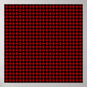 Red Black Weave Pattern Poster