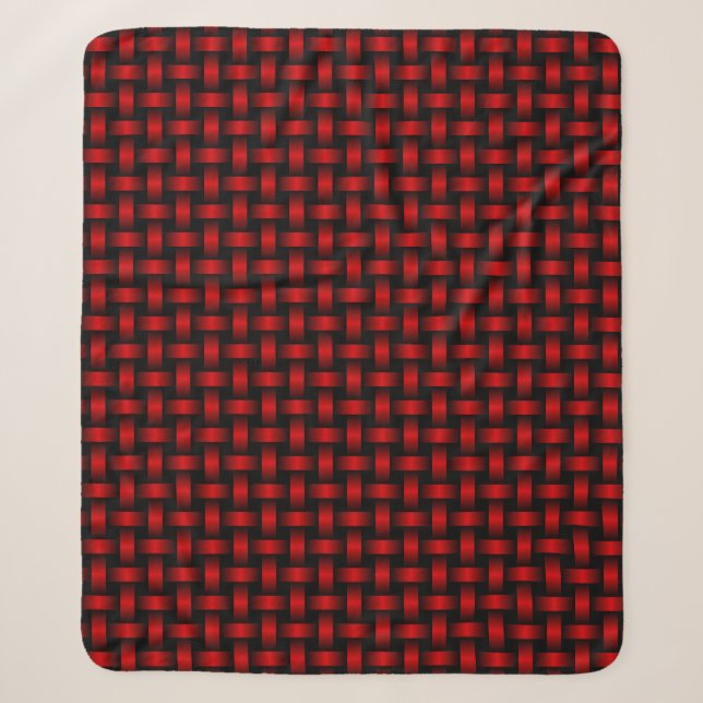 Red Black Weave Pattern Sherpadecke (Vorderseite)
