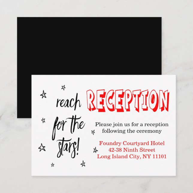 Red Black Wedding Reception Stars Liebe Zitat Einladung (Vorne/Hinten)