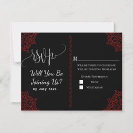 Red Black Wedding RSVP Card