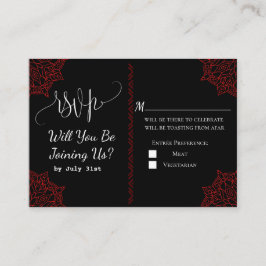 Red Black Wedding RSVP Card Begleitkarte