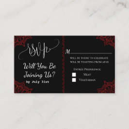 Red Black Wedding RSVP Card Begleitkarte