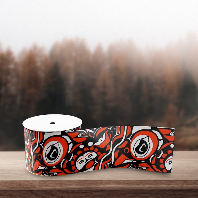 Red Black White Abstract Haida Face Native Art Ripsband (Von Creator hochgeladen)