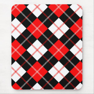 Red Black White Argyle Plaid Mousepad
