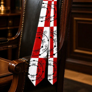 Red, Black & White Concentric Circles Neck Tie Krawatte