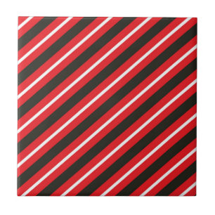 Red Black White Diagonal Lines Geometric Stripes Fliese