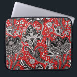 Red Black & White Floral Paisley Bohemisch Boho Laptopschutzhülle<br><div class="desc">Benutzerdefiniertes Design</div>