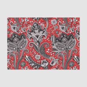 Red Black & White Floral Paisley Bohemisch Boho Seidenpapier