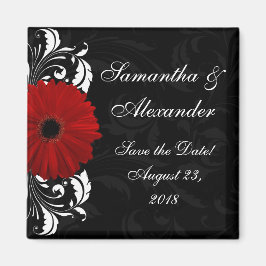 Red+Black+White Gerbera Daisy Save the Date /Gefal Magnet