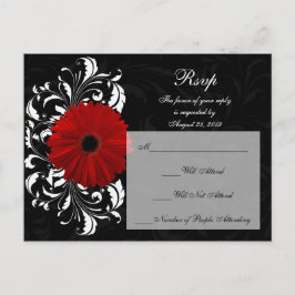 Red+Black+White Gerbera Daisy-UAWG-Antwort Einladungspostkarte