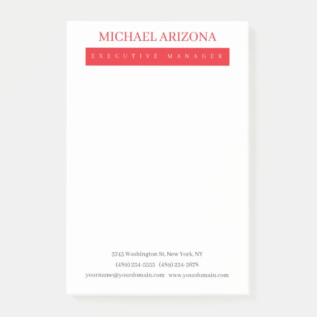 Red Black & White Minimalist Simple Plain Modern Post-it Klebezettel (Vorderseite)