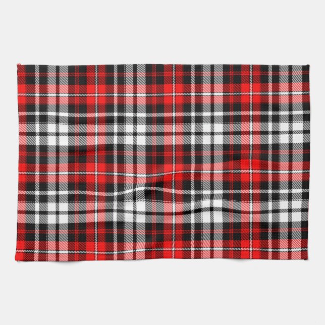 Red Black White Plaid Tartan Pattern Design  Geschirrtuch (Horizontal)