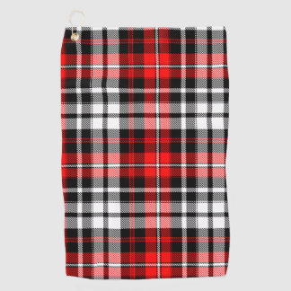 Red Black White Plaid Tartan Pattern Design  Golfhandtuch