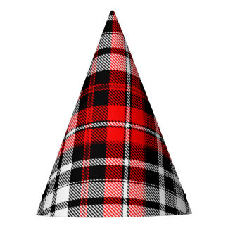 Red Black White Plaid Tartan Pattern Design  Partyhütchen