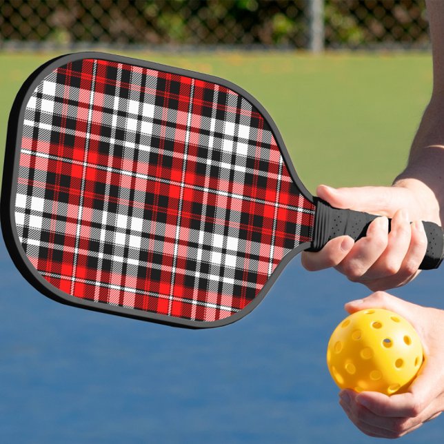 Red Black White Plaid Tartan Pattern Design  Pickleball Schläger (Von Creator hochgeladen)