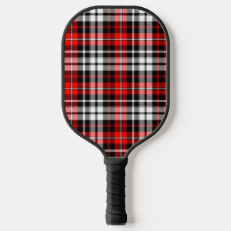 Red Black White Plaid Tartan Pattern Design  Pickleball Schläger