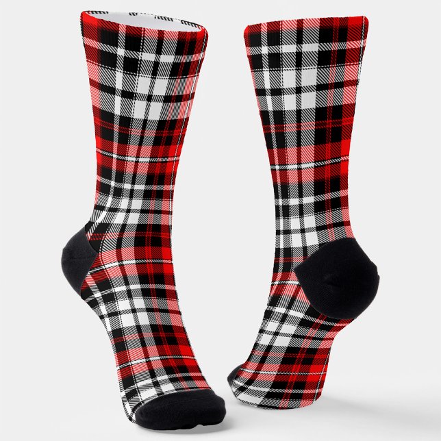 Red Black White Plaid Tartan Pattern Design  Socken (Von Creator hochgeladen)