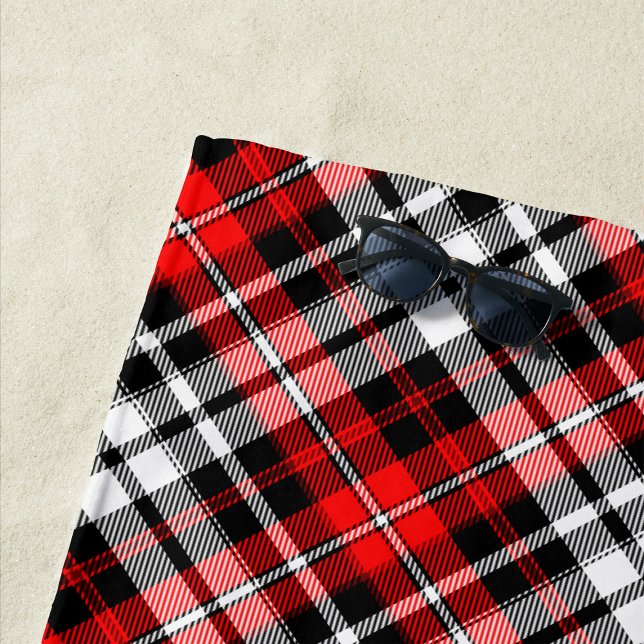 Red Black White Plaid Tartan Pattern Design  Strandtuch (Von Creator hochgeladen)