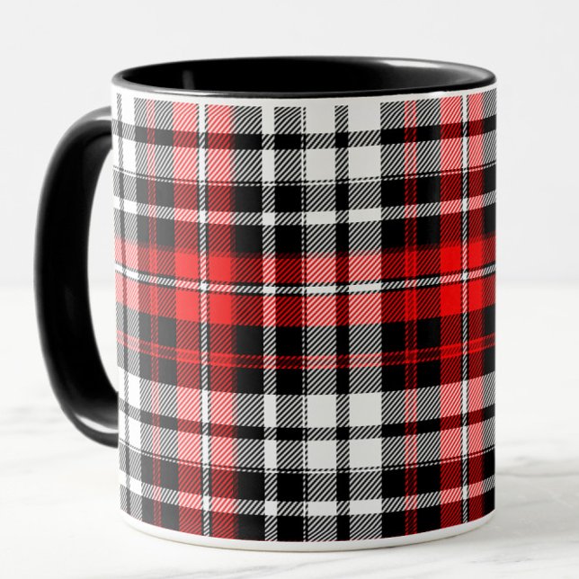 Red Black White Plaid Tartan Pattern Design  Tasse (Von Creator hochgeladen)