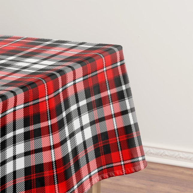 Red Black White Plaid Tartan Pattern Design  Tischdecke (Von Creator hochgeladen)