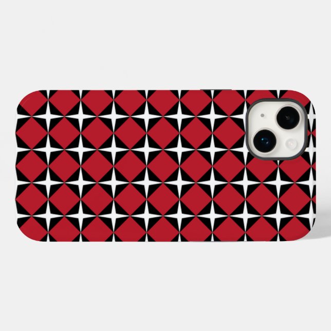 Red Black & White Star Diamonds Case-Mate iPhone Hülle (Rückseite (Horizontal))